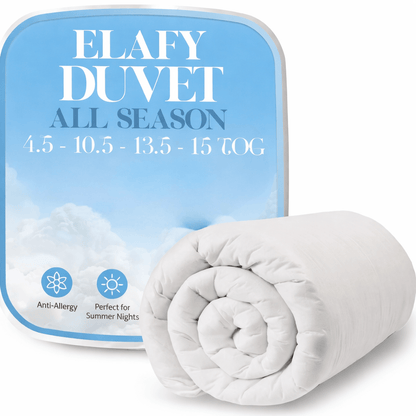 ELAFY Hotel Quality Duvet Quilt Size Single Double Super King All Tog 4.5 10.5 13.5 15 All Seasons Duvet