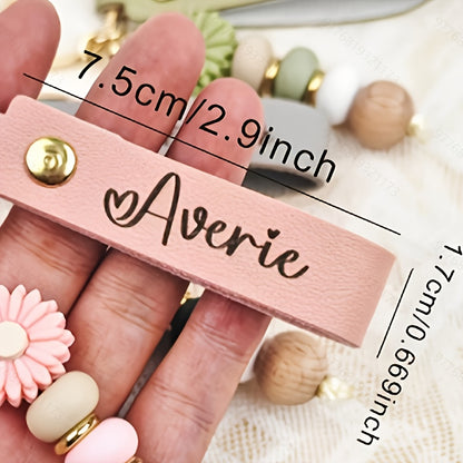 [Custom Leather Keychain] Personalized Leather Keychain - Custom Birth Flower Key Ring, Name Keychain, Bag Tag - Ideal for Women, Anniversary, Bridesmaid Gifts - Single