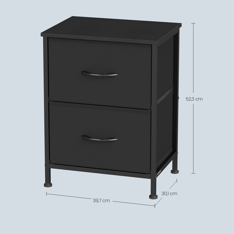 Nightstand with 2 Non-Woven Fabric Drawers, Chest of Drawers for Bedroom, Closet
