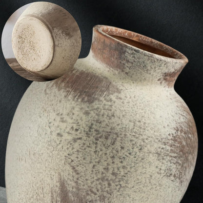 Ceramic Rustic Farmhouse Vase 6 Inch Terracotta Boho Flower Vase Decorative for Dried Flowers Home Decor Living Room Table Shelf Mantel Decoration (D5 x H6 inch)