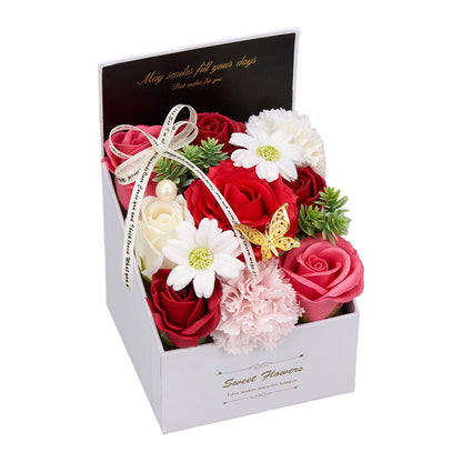 Flower Flower Soap in Gift Box Decorative Soap Artificial Flower Bath Soap for Birthday Valentine'S Day Her Girls Lover Partial soap floral decoration