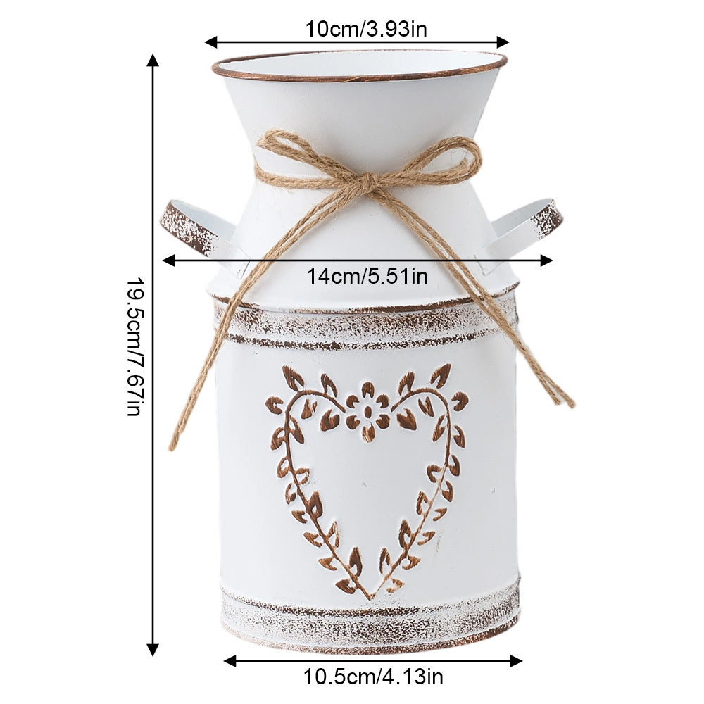 Rustic Metal Pitcher Vase with Heart Cut-Out Detail - feature detail 15