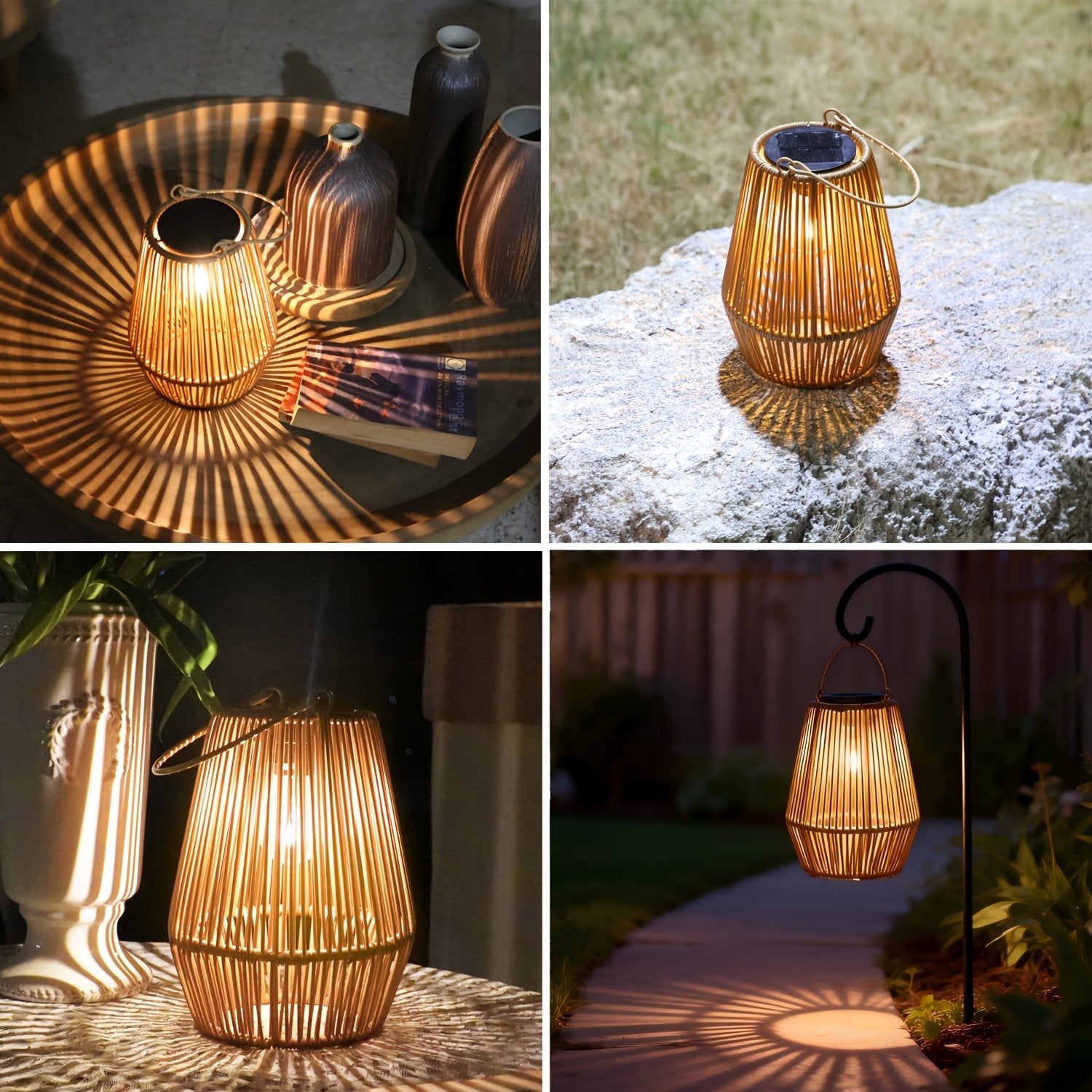 Woven Solar Hanging Lanterns - One, Two or Four Pack