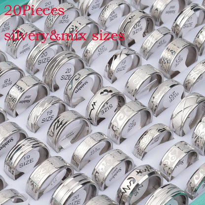 Over 20 Styles of Waterproof Stainless Steel Rings with Real Golden Plating And Intricate Hollowed-Out Striped Engravings