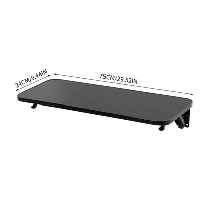 Folding Wall-Mounted Laptop Desk, Space-Saving Study and Reading Table, Metal Iron Frame Design, Durable and Sturdy Wall Desk for Home or Office, Black/White, 52x24cm / 65x24cm / 75x24cm