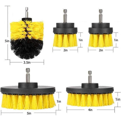 Drill Brush Attachment Kit 5pcs – Electric Scrubber Cleaning Set for Grout, Tiles, Bathroom, Kitchen & Car Polishing, Nylon Bristle Brushes with Hex Shank (Drill Not Included)