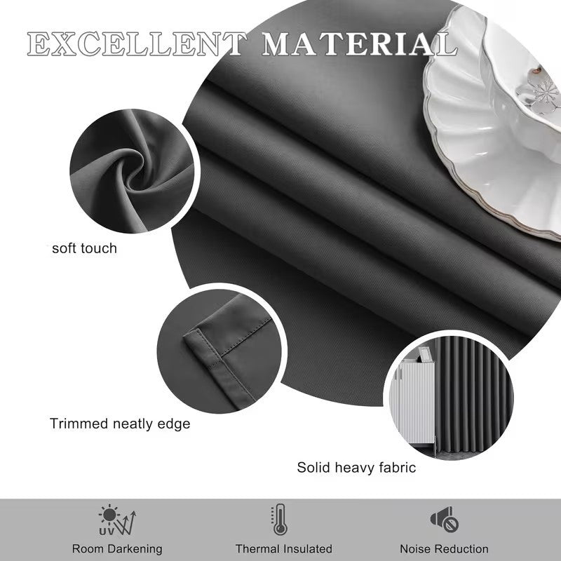 2pcs Premium Blackout Pencil Pleat Curtains – Heavy Duty Thermal Insulated Window Drapes with Matching Ties, Noise Reducing, Energy Saving & UV Blocking, Perfect for Bedroom & Living Room
