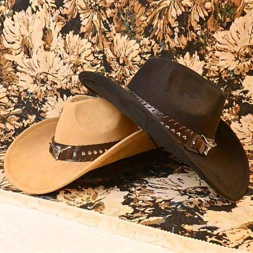 1pc Classic Western Cowboy Hat with Bull Head Belt Buckle, Wide Brim Jazz Hat Design for Spring, Summer, And Fall Outdoor Activities, Outdoor Headwear | Cowboy Hat, Cowboy Additions