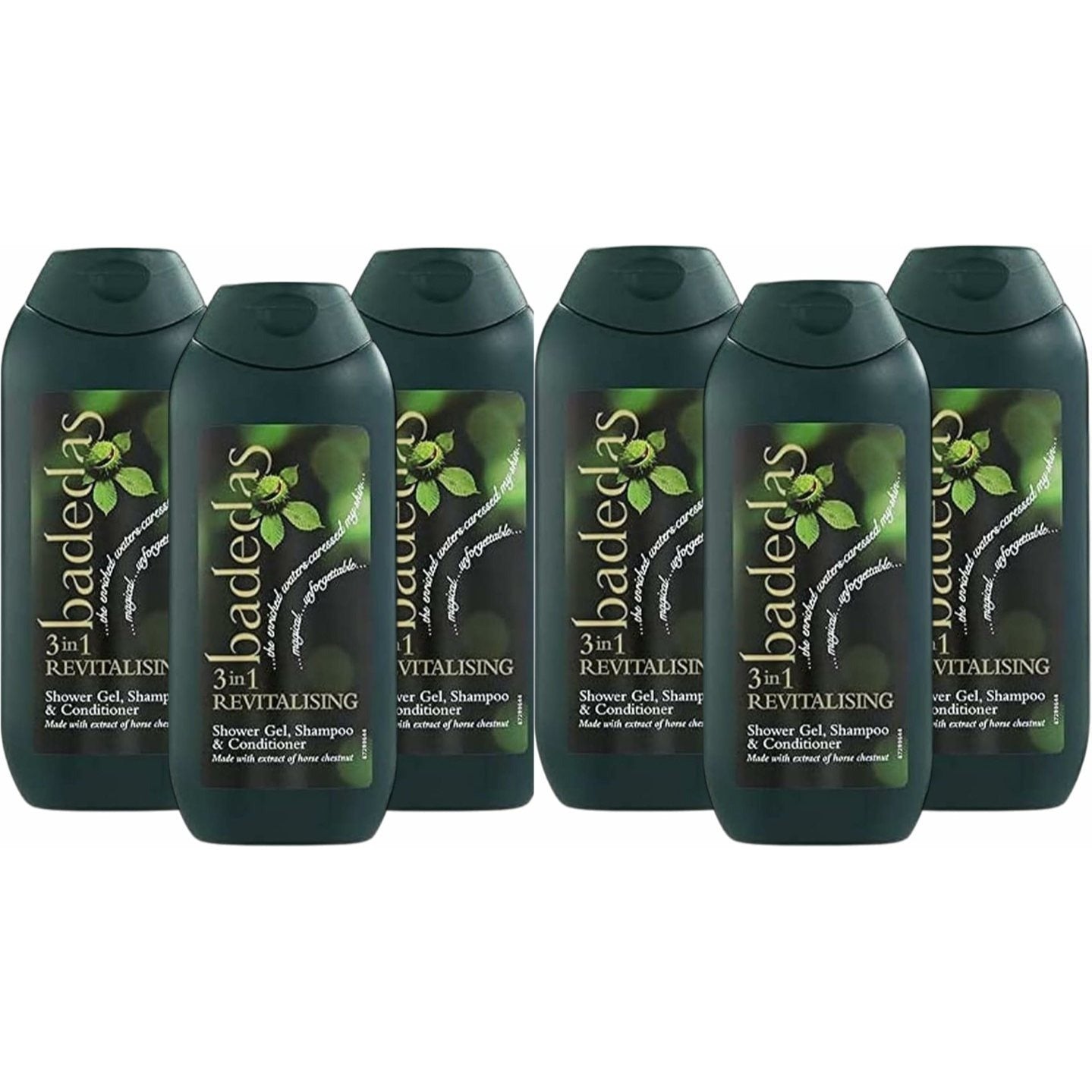 Badedas 3in1 Revitalising Shower Gel 200ml Body Wash, Shampoo & Conditioner - 6 Pack