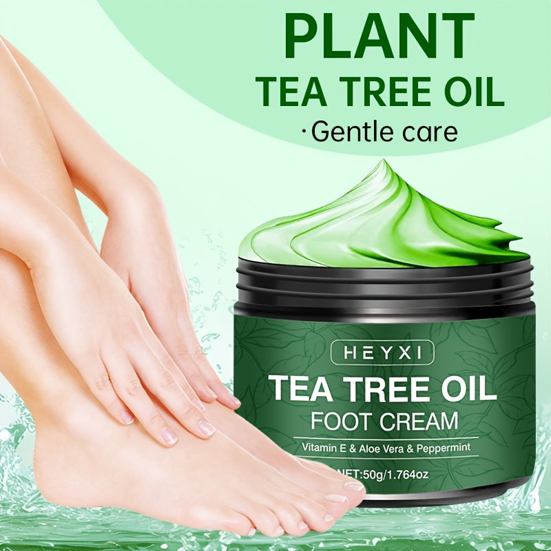 Tea Tree Foot Cream, 3PCS*50g, Enriched with Vitamin E, Aloe Vera and Mint, Highly Moisturizing, Softening and Smoothing, Long-Lasting Fresh Scent, Anti-Crack Cream, for Dry, Rough and Cracked Hands and Feet, Foot Care for Hands and Feet
