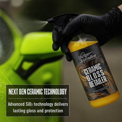Ceramic Gloss Detailer - Car Detailing Spray Sealant & Coating For Vehicle Paintwork + Edgeless Microfibre Towel - Si02 Ceramic Technology - Pure Definition