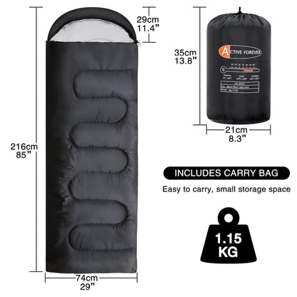 1pc Sleeping Bags For Single Adults, 4 Season Envelope Lightweight Compact Ultralight Backpacking With Portable Carry Bag For Summer, Camping, Hiking & Travel, Indoor & Outdoor Use