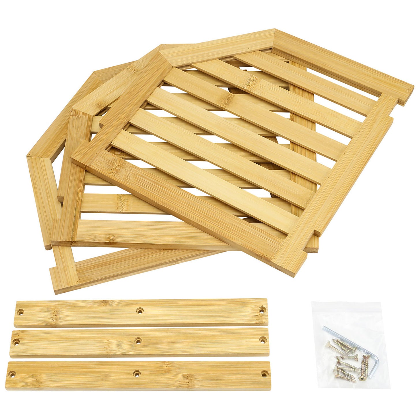 Bamboo Cabinet Shelf Organiser - 3 Tier Corner Shelf for Kitchen & Bathroom Countertop Cabinet Organiser Plate Rack Tidy Cupboard Shelf Insert Storage Organisation