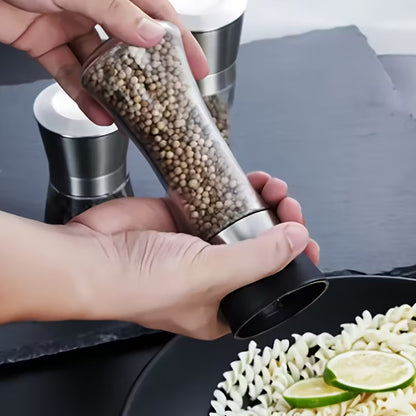 Premium 6 Pack Salt and Pepper Grinder Set Glass Body Condiment Mills with Adjustable Coarseness for Himalayan Pink Salt Peppercorns 200ml Capacity