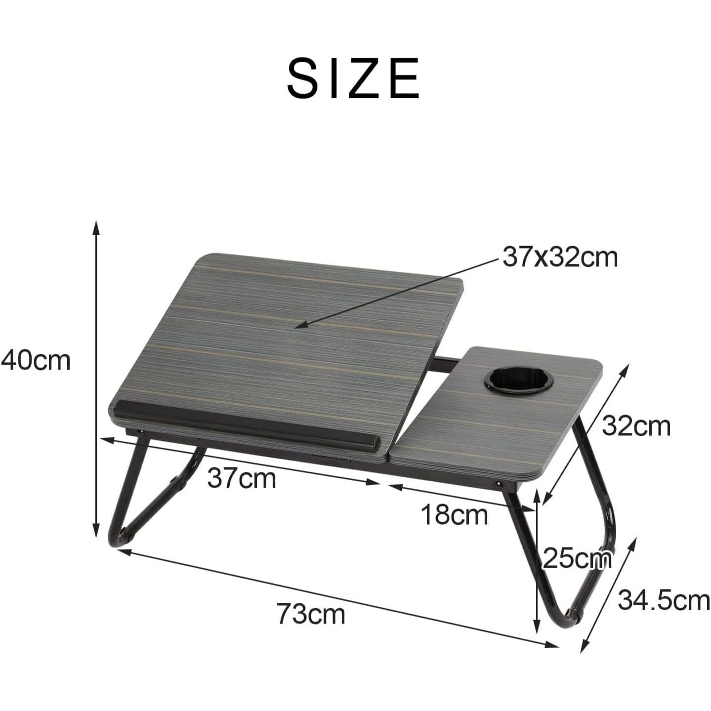 [Cozy Comfort] 73*40cm Versatile Folding Laptop Desk with Cup Holder - 5-Level Adjustable Tilt, Portable & Sturdy Wooden Frame, Ideal for Reading, Studying & Serving Breakfast in Bed - Available in Black, Walnut, Natural, Pink