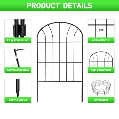 Decorative Garden Fence 10Pack, Metal Rustproof Iron Landscape Wire Folding Fencing Ornamental Panel, Outdoor Rustproof Fence Panel Animal Barrier Flower Bed Border for Patio Backyard (60cm X 330cm)