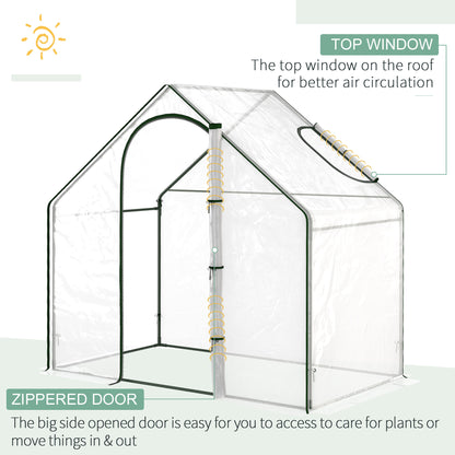 Walk In Mini Greenhouse Garden Outdoor Flower Planter Steel Frame w/ Zipped Door & Window, PE Cover, 180 x 100 x 168CM