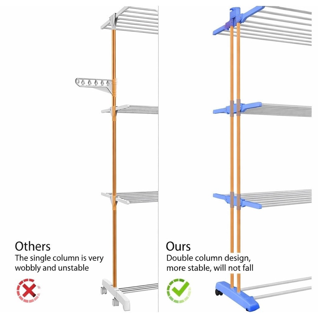 4 Tier Extra Large Clothes Airer Indoor Foldable Outdoor Laundry Dryer Rack Line Hangable Hanger Racks