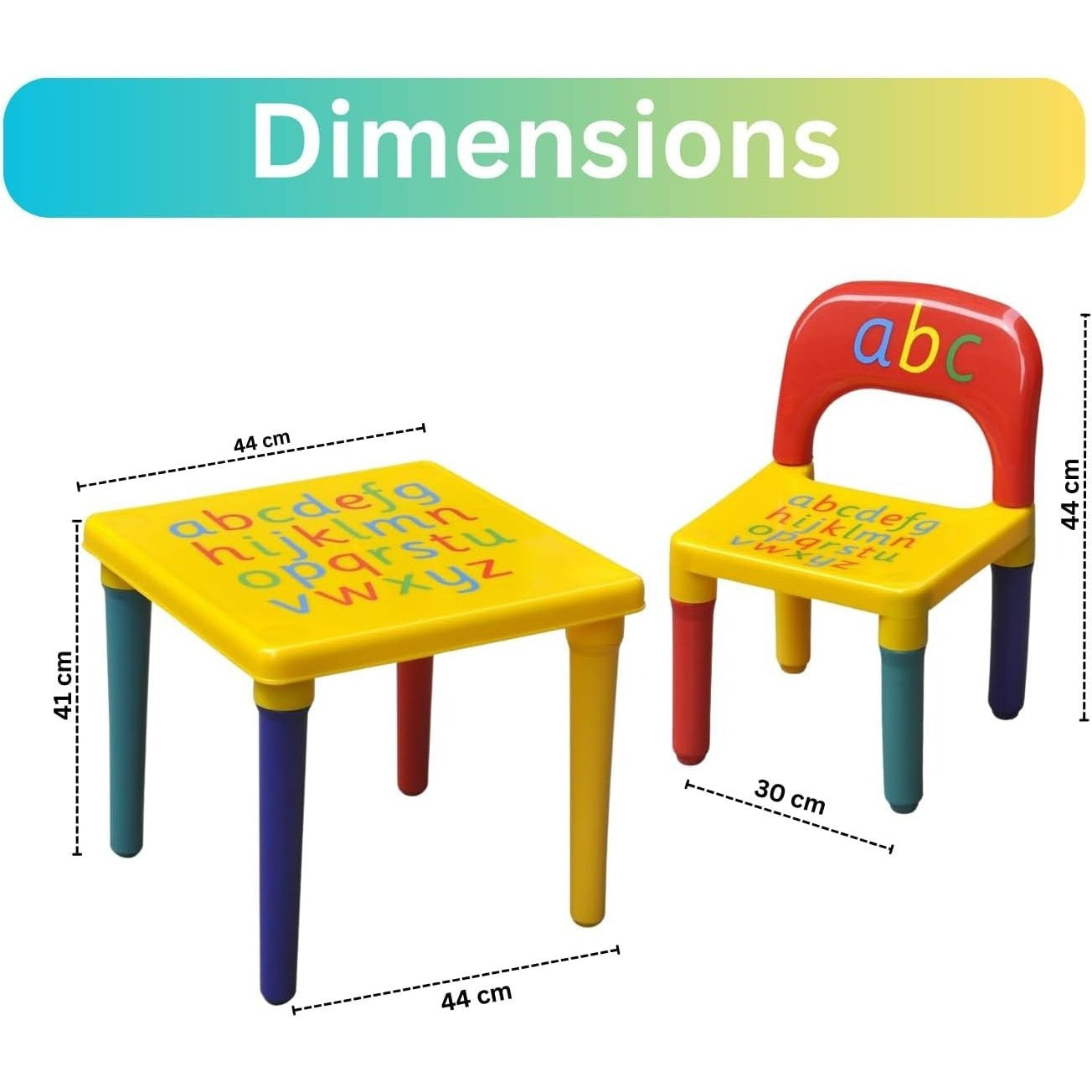 Trendi ABC Alphabet Plastic Table & Chair Set - Vibrant, Durable Kids Furniture for Learning & Play | Toddlers | Multi-Color Plastic Furniture for Kids UK (Red & Blue)