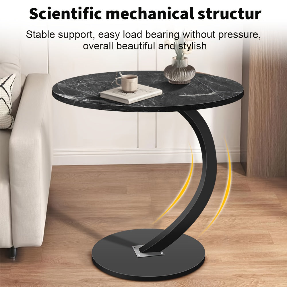 Table And Drawer Storage 1pc Blackstone Round Single-Level Sofa Side Table New Round Sofa Table Durable Density Board Bedroom Multi-Functional Side Table Metal Frame Space Saving Perfect for Living Room Sofa And Bedroom