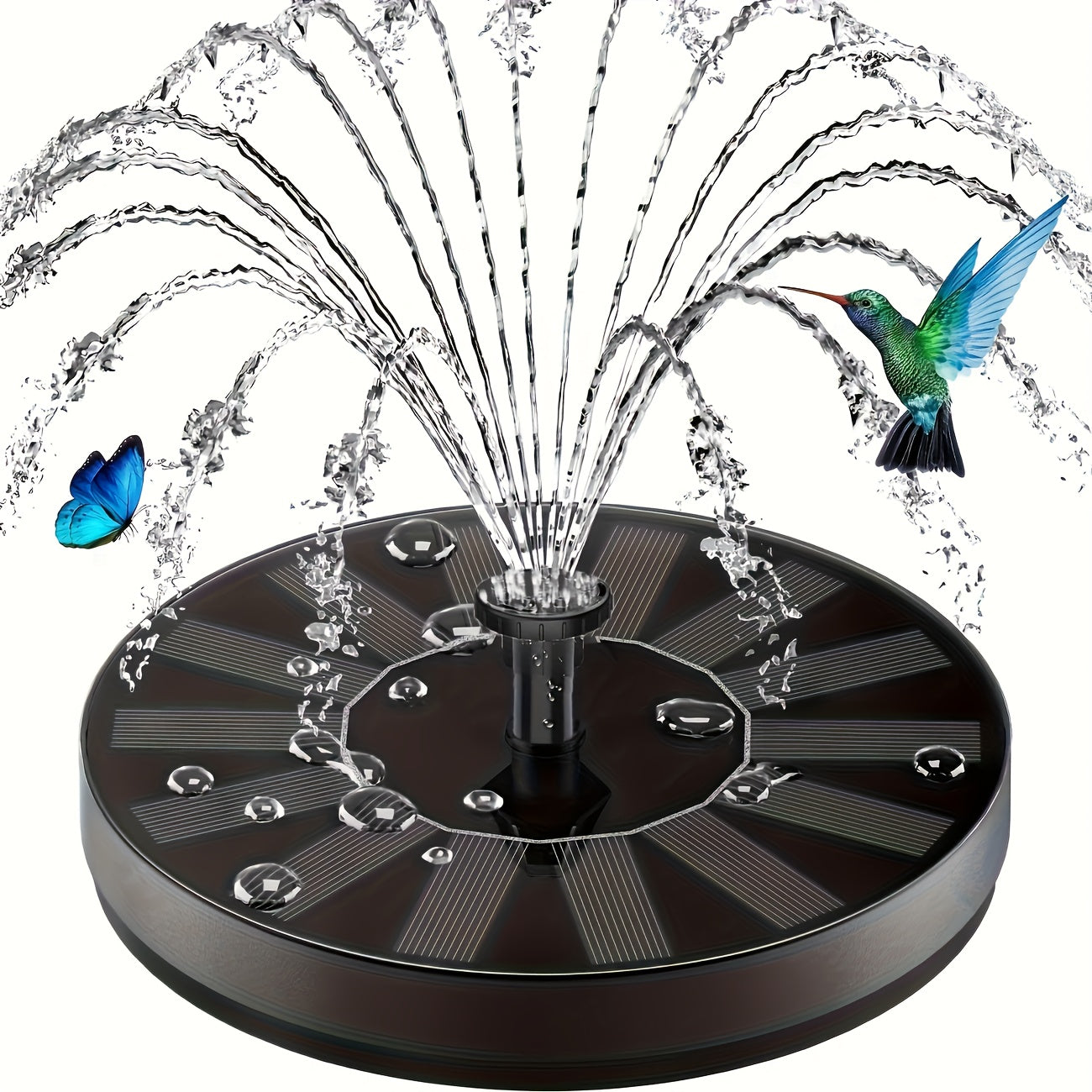 Solar Fountain Pump with 6 Nozzles - Solar Powered, Easy to Install, Suitable for Bird Baths, Gardens, Pond Decoration, Outdoor And Fish Tanks (Automatic)