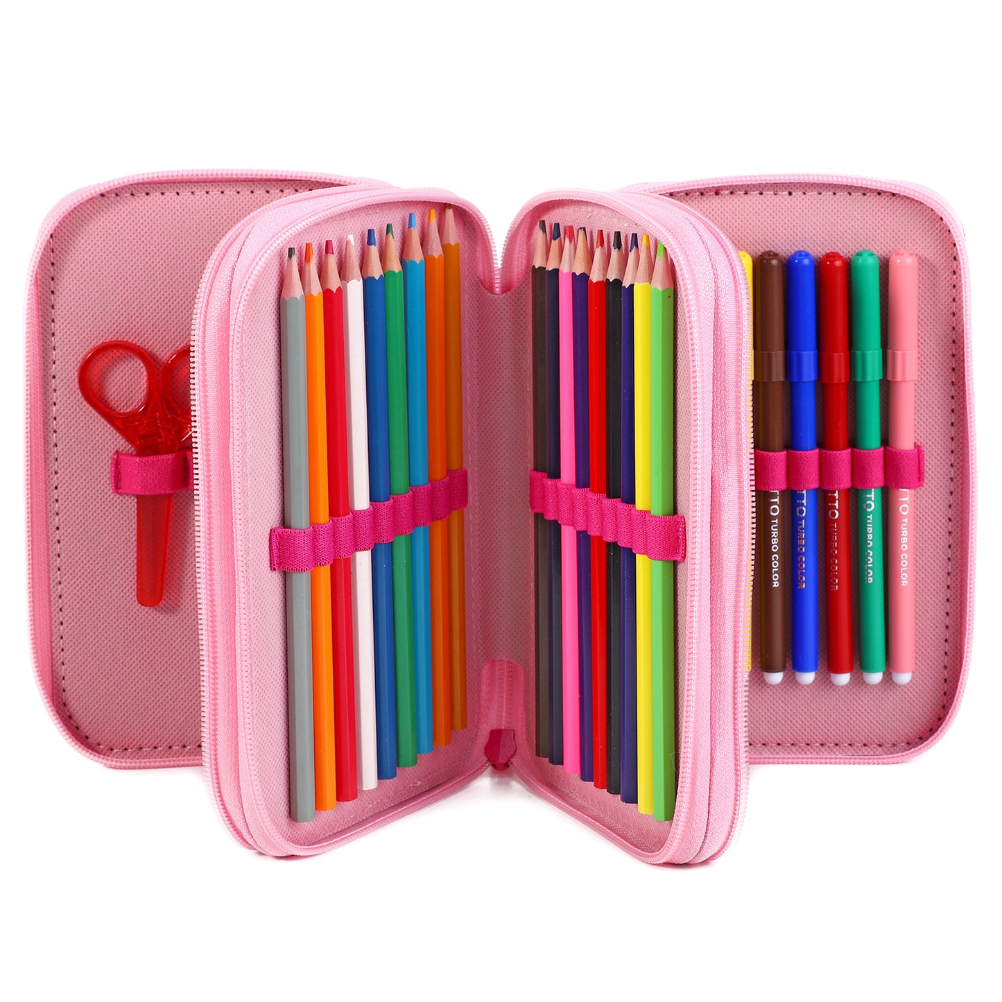 Gabby's Dollhouse 3 Tier Large Pencil Case Multi Compartment School Supplies Stationery Colouring Pens Pencils Sets
