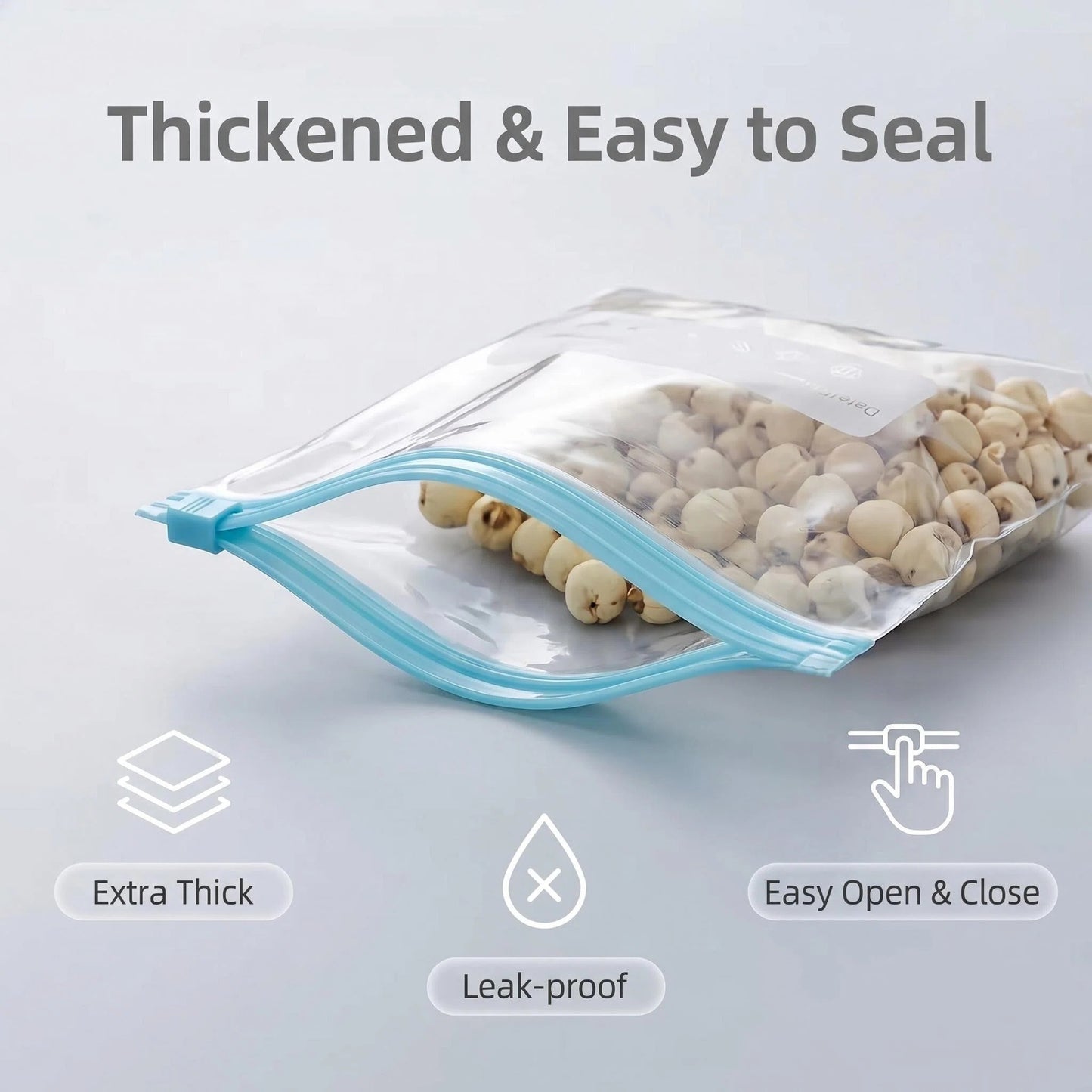 120pcs Reusable Food Storage Bags with Zipper, Leak-Proof & Airtight Kitchen Freshness Bags - Ideal for Food Preservation, Reusable Produce Bag