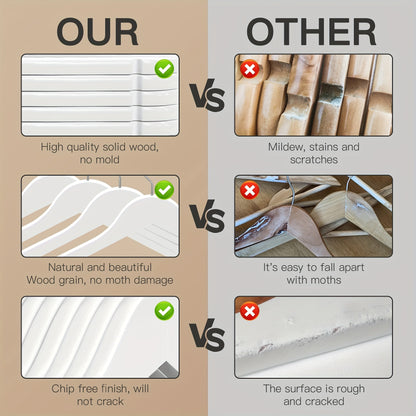 20/40pcs Wooden Coat Hangers, Strong Wood Hanger, with 360° Hook, Shoulder Notches for Suspenders, Coats, Jackets, Suits