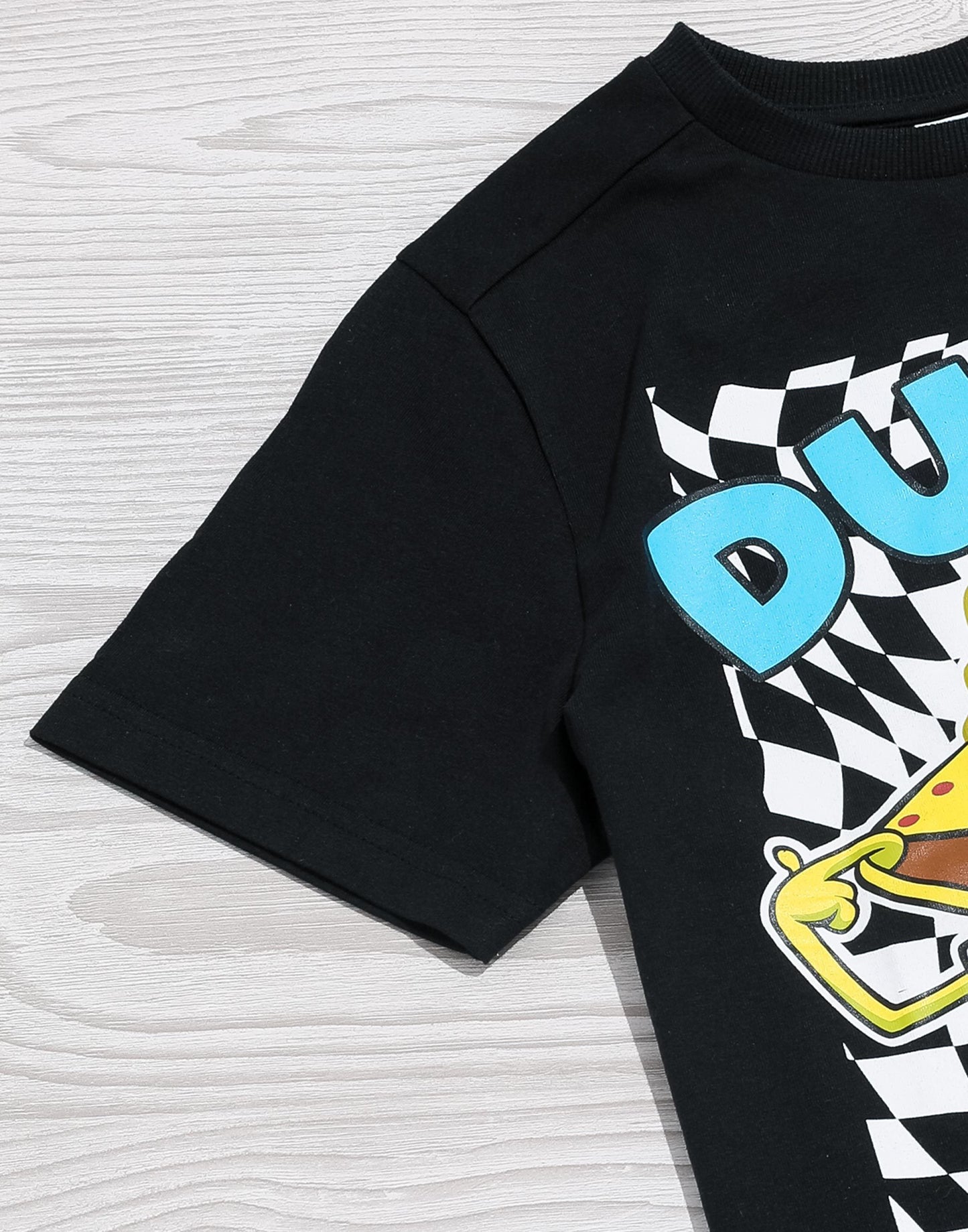 SpongeBob SquarePants Boys Black Short-Sleeved Graphic Tee | Dude! SpongeBob Placement Print T-Shirt | Kids Cartoon Apparel | Nickelodeon SpongeBob Dude Top for Children & Teens