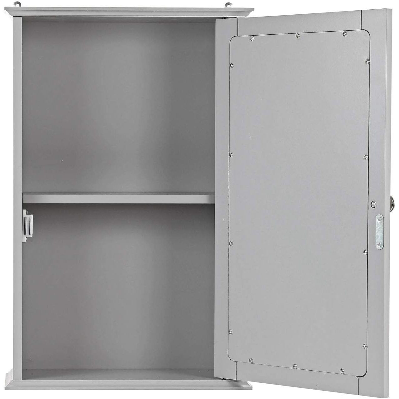 Single Door Mirrored Bathroom Cabinet Storage Cupboard Organiser Wall Mounted Mirror Cabinet with Adjustable Shelf 34cm x 15cm x 53cm