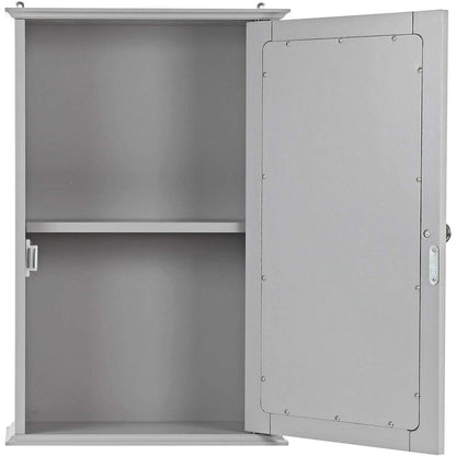 Single Door Mirrored Bathroom Cabinet Storage Cupboard Organiser Wall Mounted Mirror Cabinet with Adjustable Shelf 34cm x 15cm x 53cm