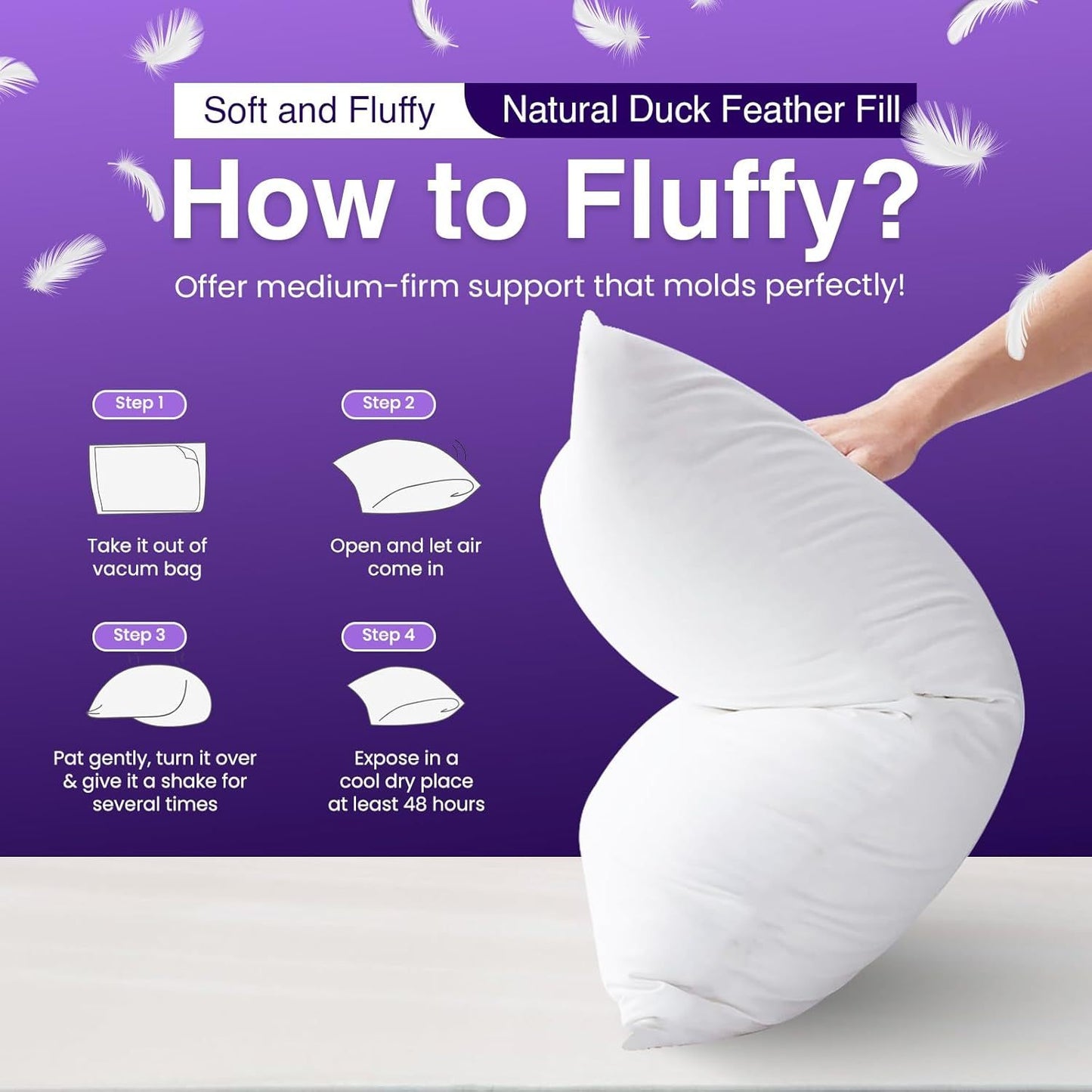 Duck Feather & Down Pillows Fluffy Filled Hotel Quality 100% Soft Luxury Microfiber Pack of 1or 2 & 4 From Local Warehouse