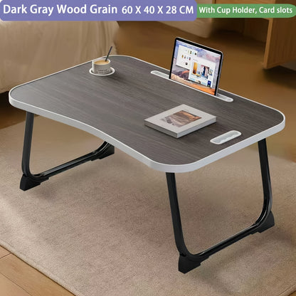 Laptop Bed Table, Notebook Table Dorm Desk, Lap Desk, Laptop Stand Table Dorm Desk with Foldable Legs And Cup Slot, Laptop Tray for Bed, for Eating Breakfast, Work, Reading, Watching Movie on Bed/Sofa