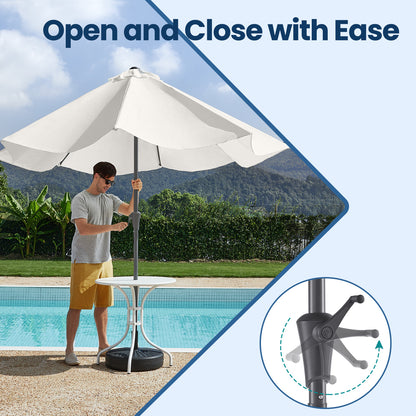 3 m Garden Parasol Umbrella, UPF 50+, Sun Shade, 30° Tilt in 2 Directions, 180 g/m²，Crank Handle for Opening and Closing, for Outdoor Gardens Pool Balcony Patio, Base Not Included, Beige,Grey