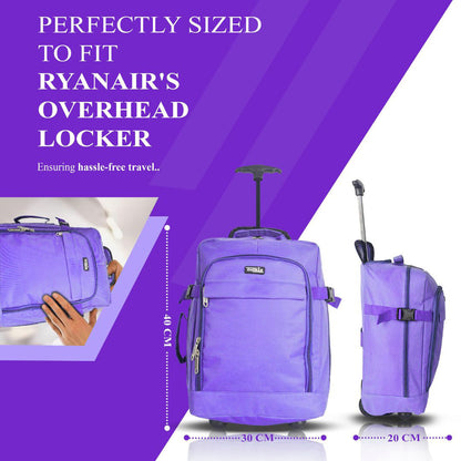 ZAHRAB 40x30x20cm Cabin Bag Underseat Bag Lightweight Hand Luggage Cabin Trolley with Wheels Flight Bags Suit Case