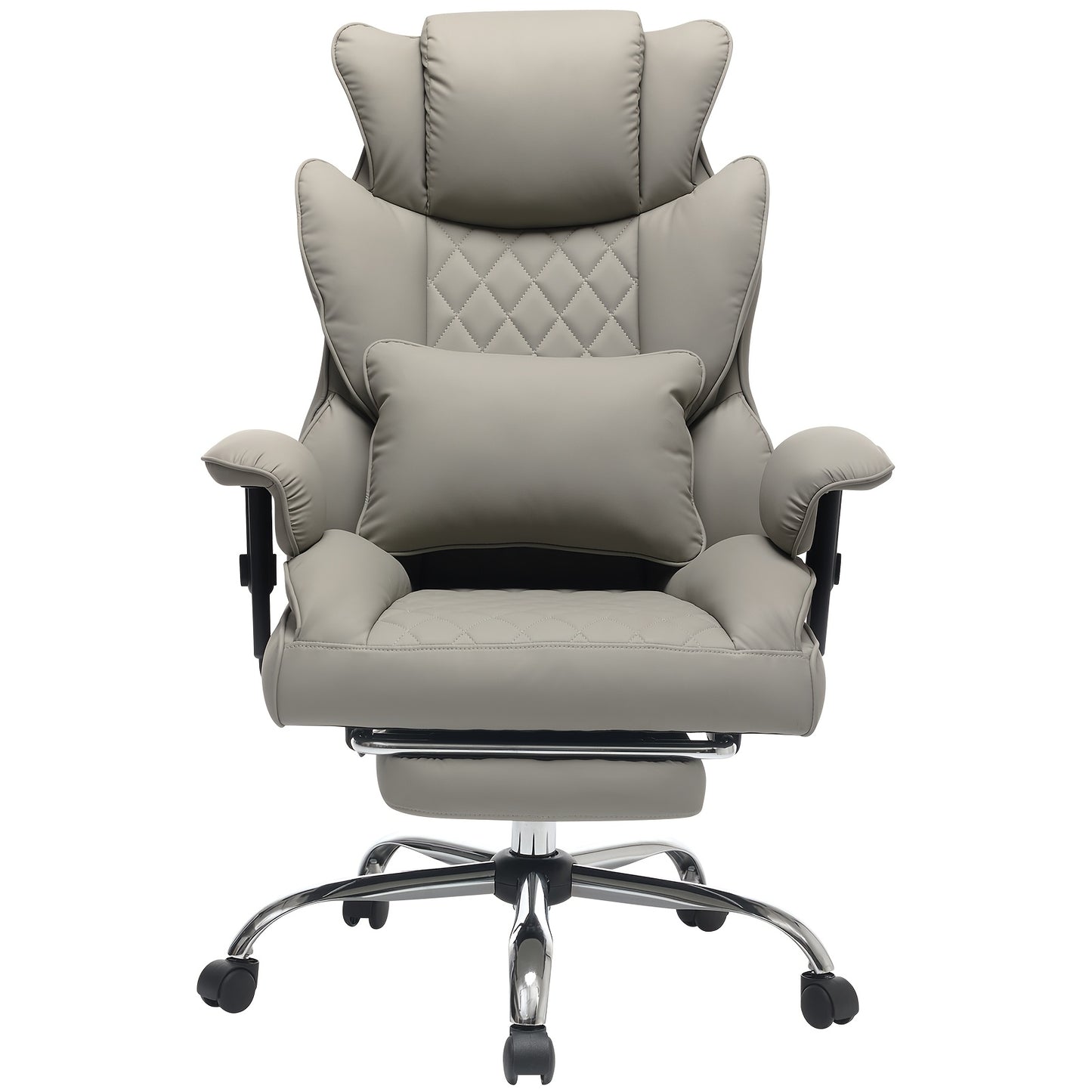 Big And Tall Ergonomic Office Chair With Footrest, Extra Wide & Lumbar Support, Soft Fixed Armrests Comfortable Computer Desk Chair For Home Or Office