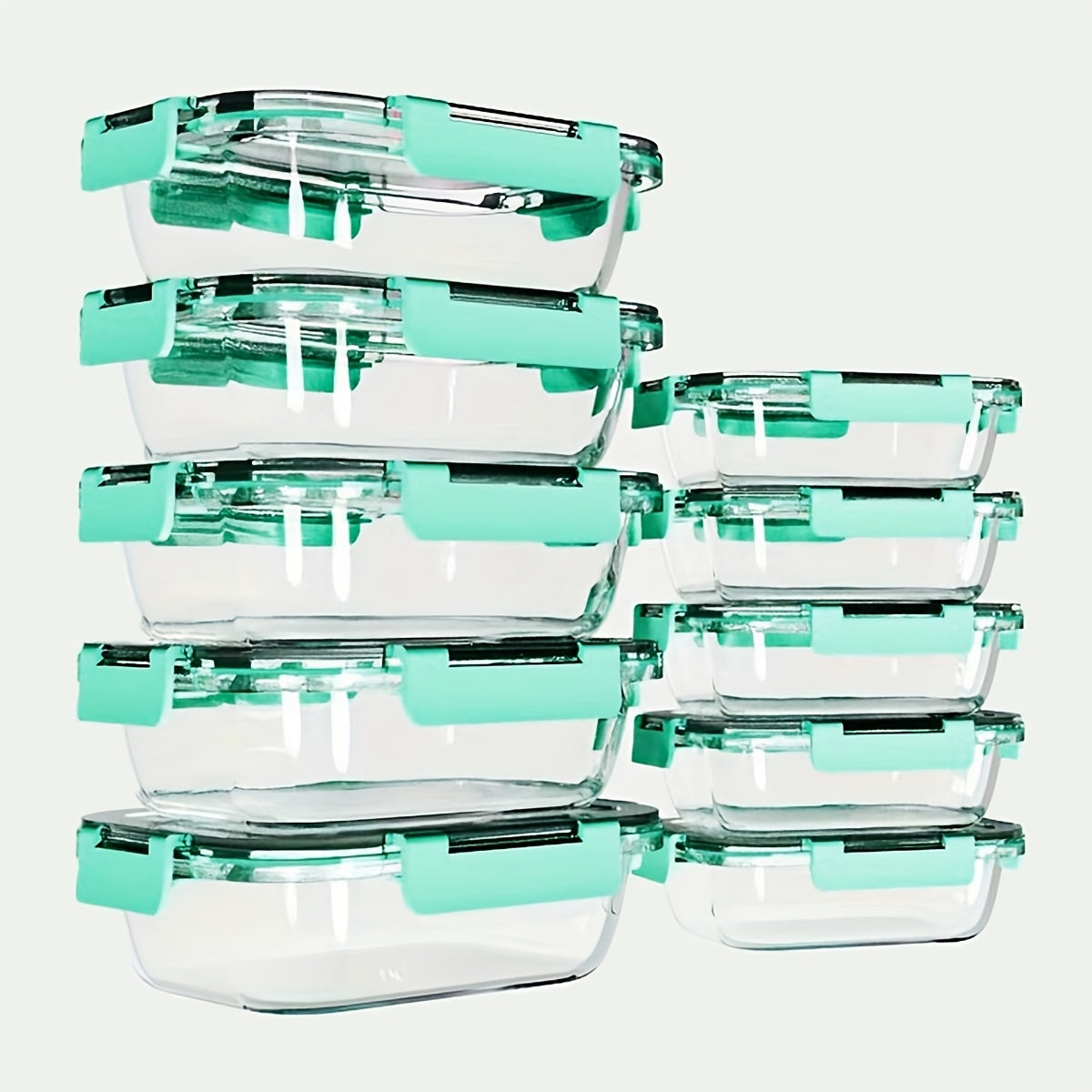 10pcs Glass Food Storage Container with Lid, Meal Preparation Container with Snap Lid, Sealed Lunch Box, High Borosilicate, Suitable for Home And Restaurant Use