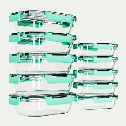 10pcs Glass Food Storage Container with Lid, Meal Preparation Container with Snap Lid, Sealed Lunch Box, High Borosilicate, Suitable for Home And Restaurant Use