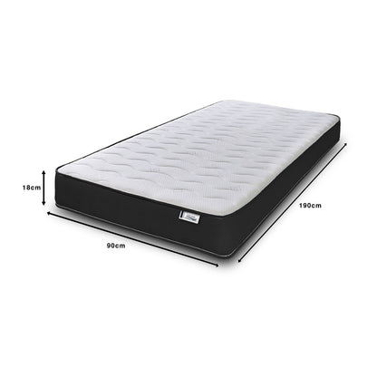 Hybrid Spring Mattress 18CM Deep Memory Foam Open Coil Kids Single Double King All Sizes UK Made BS7177