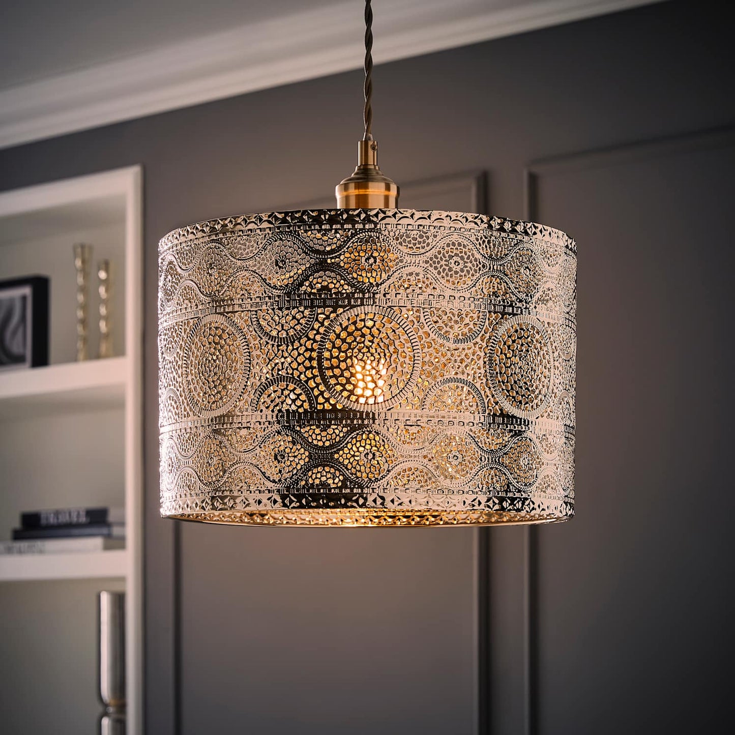 Casablanca Moroccan Style 30cm Pendant Easy Fit Ceiling Light Drum Lamp Shade