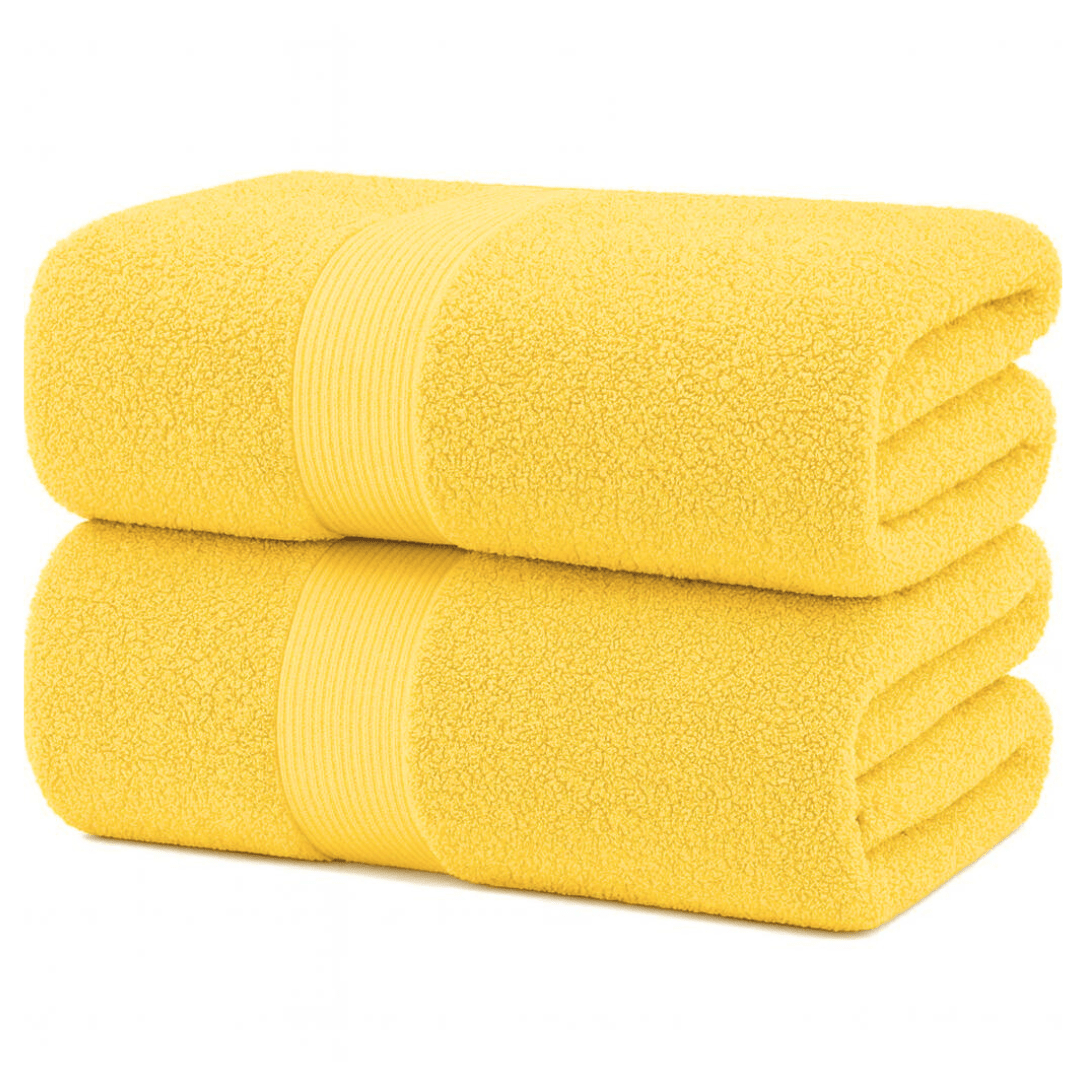 Pack of 2 Cotton Bath Sheets (75×145 cm), Soft, Absorbent & Machine Washable, Ideal for Bathroom, Gym or Daily Use