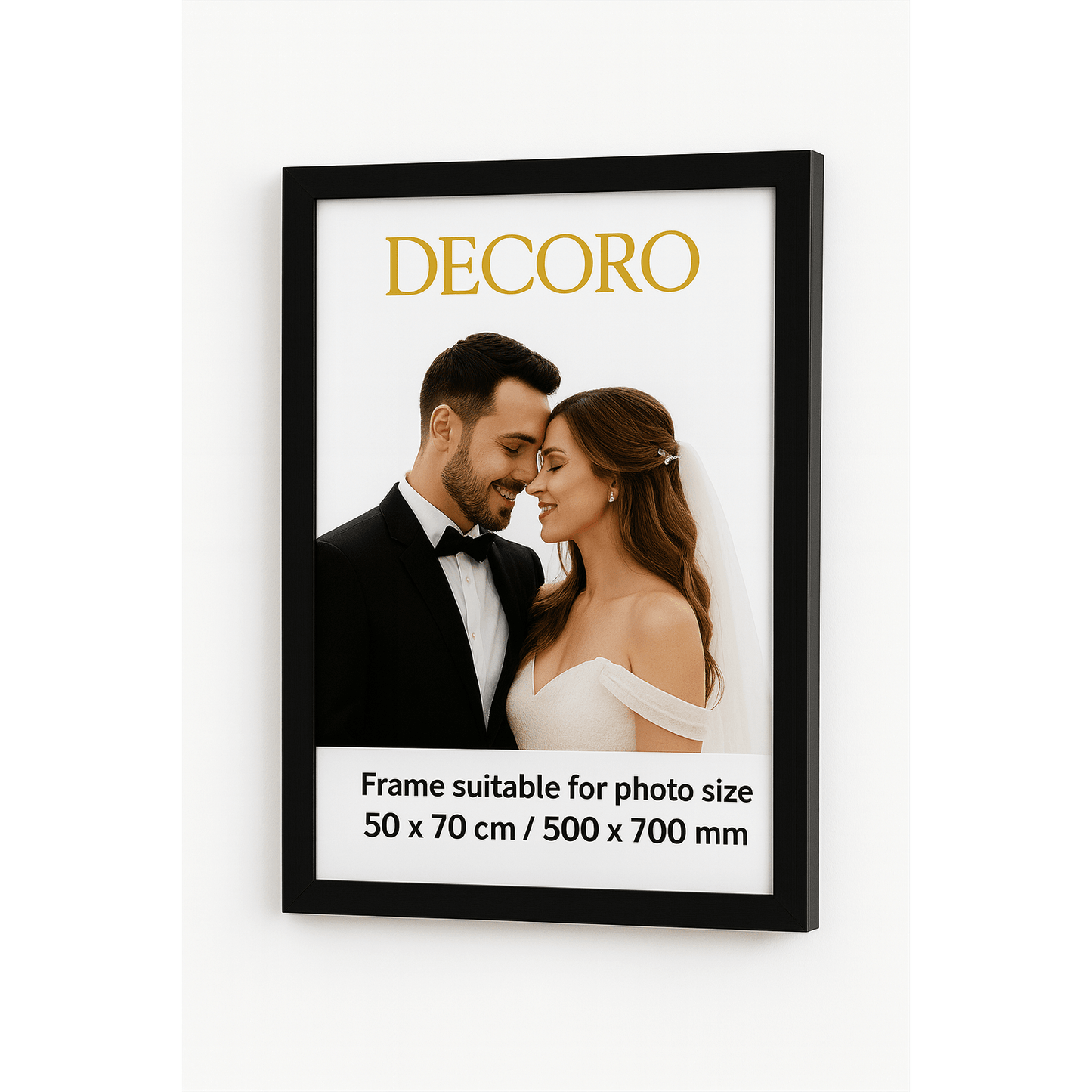 DECORO 50×70 cm Black Wooden Poster Frame – Large 500×700 mm Picture Frame – Ideal for Jigsaw Puzzles, Christmas Gifts, Holiday Prints & Wall Art