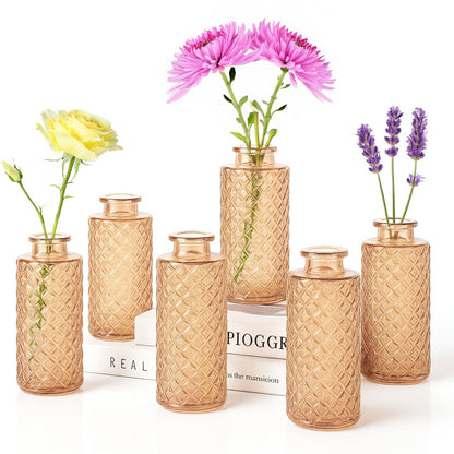 A set of 12 glass bud vases, small retro glass vases, minimalist retro dining table center decorations, home decor, wedding parties, restaurants, floral arrangements, tea lights, candle holders, desktop decorations