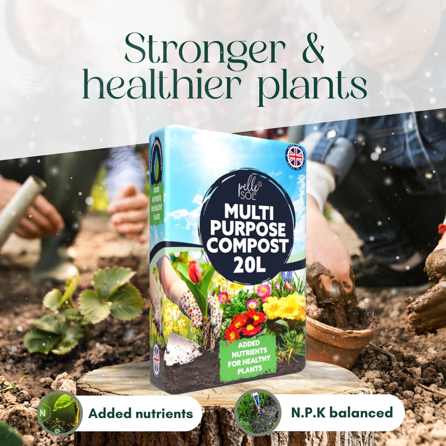 Pelle & Sol 10/20/40/50/60Ltr Multi Purpose Compost - Compost for Outdoor Plants & Soil for Plants Indoors - Potting Soil for Pots Plants Outdoor - All Purpose Nutrient Rich Fertiliser, Houseplant Potting Mix
