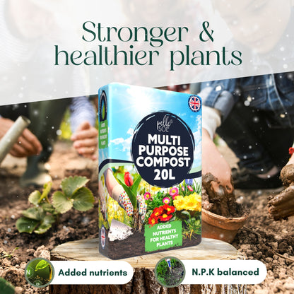 Pelle & Sol 10/20/40/50/60Ltr Multi Purpose Compost - Compost for Outdoor Plants & Soil for Plants Indoors - Potting Soil for Pots Plants Outdoor - All Purpose Nutrient Rich Fertiliser, Houseplant Potting Mix