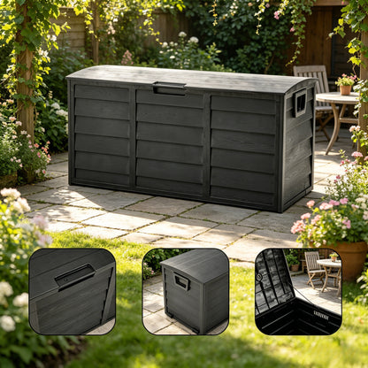Large Capacity Outdoor Plastic Cushions Storage Box Utility Patio Deck Box with Wheel Lockable Lid Container Case Home Organizer for Parcels, Garden Tools, Clothes, Blankets, Pillows & More 112*49*54cm
