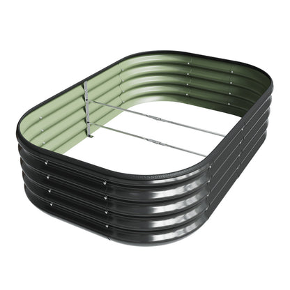 Oval Elevated Planter Box Metal Raised Garden Bed, Outdoor Vegetable Fruit Flower Herb Growing Box, 2 Sizes 2 Colours Available