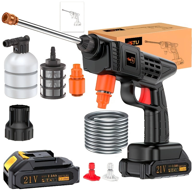 The New 2025 Wireless High-pressure Water Gun Will Be Equipped with a Battery Powered Wireless Cleaning Machine, a Rechargeable Battery and Charging Kit, a Portable High-pressure Cleaning Machine, Suitable for Outdoor Vehicle Cleaning and Watering.