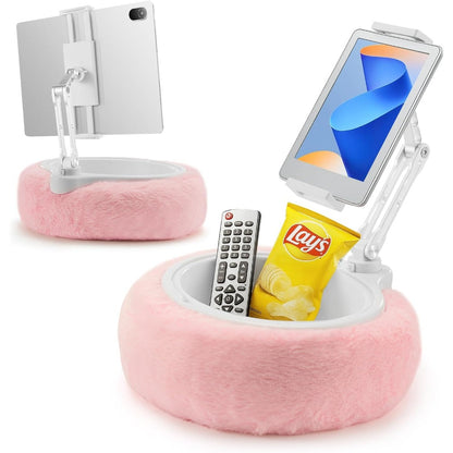 Soft Plush Fabric Pillow Stand Holder for Kindle, iPad, and Tablet with Snack Bowl – Multi-Angle Adjustable Lap Cozy Reading Pillow for Bed, Compatible with Various Sizes of Kindle, iPad, iPhone, Devices