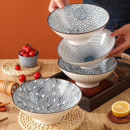 4pcs Ceramic Plates Set, 20.5 cm - Italian Pasta Bowls，Elegant Round Dinner Plates with Delicate Patterns, Durable and Easy to Clean, Perfect for Home, Dorm, Kitchen, Restaurant - All-Season Use, Kitchen Essential, Fashionable Tableware, High-Quality Dish